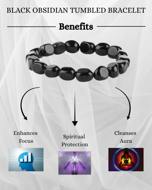 Black Obsidian Tumbled Bracelet - AEORA ROCKS INDIA -Healing Crystals superstore