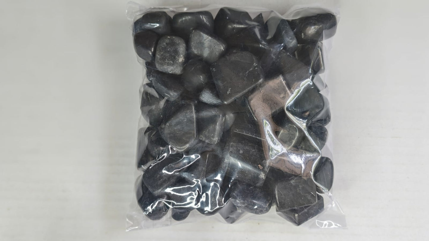 BLACK AGATE / GOLDEN FLAKE MICA TUMBLE STONES - 1 KG