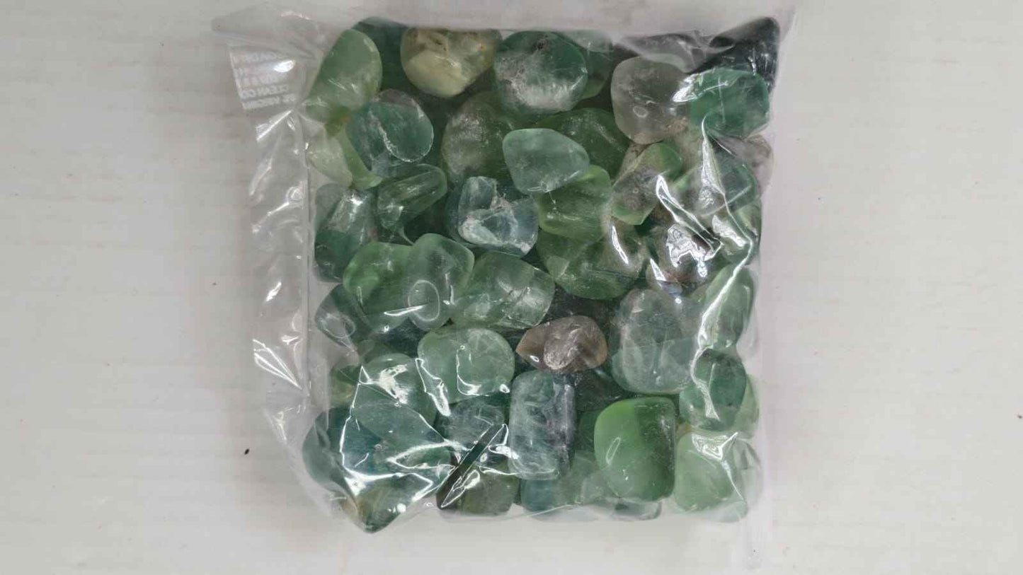 GREEN FLUORITE TUMBLE STONES - 1KG