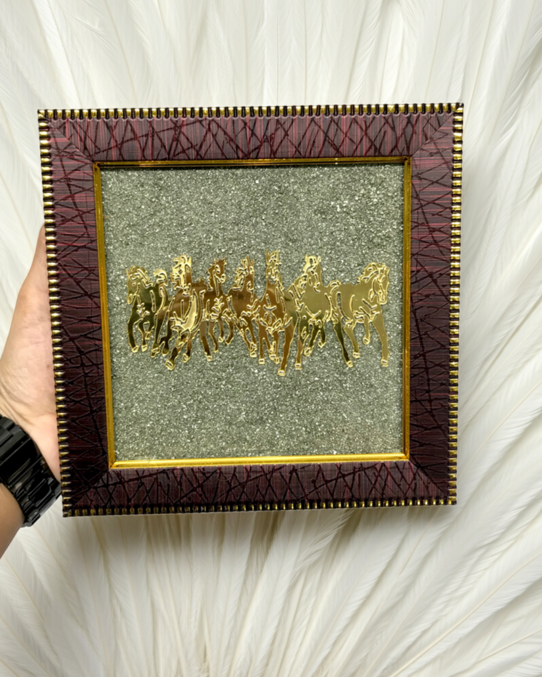 Running Horses on Pyrite dust in a frame