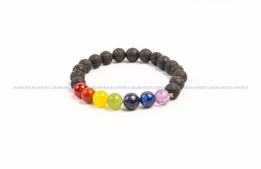 Seven Chakra with Lava Bead Bracelet in India