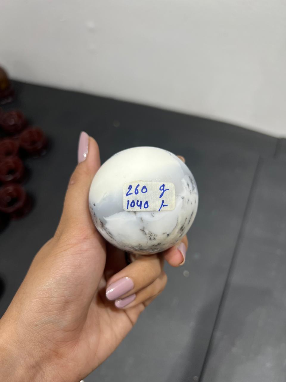 Dendratic Opal Sphere 260g - AEORA ROCKS INDIA -Healing Crystals superstore
