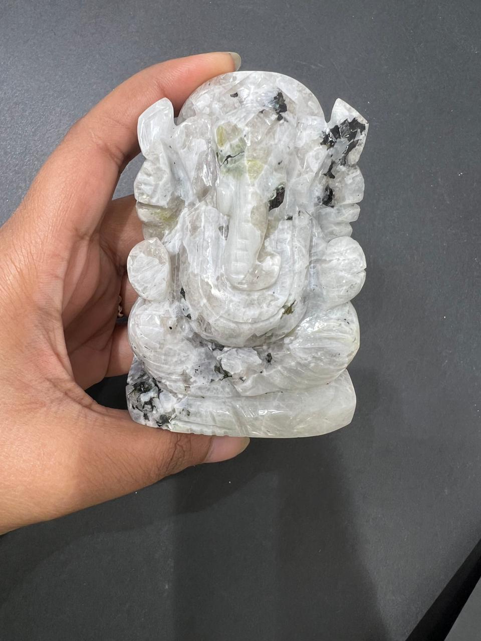Rainbow Moonstone Crystal Ganesh Ganpati - AEORA ROCKS INDIA -Healing Crystals superstore