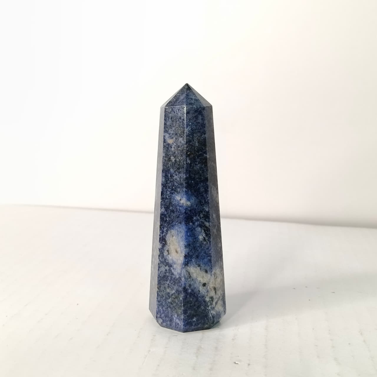 Natural Sodalite Crystal Tower - Deep Blue Pencil Point - Polished Hexagonal Stone for Intuition, Focus, and Mental Clarity