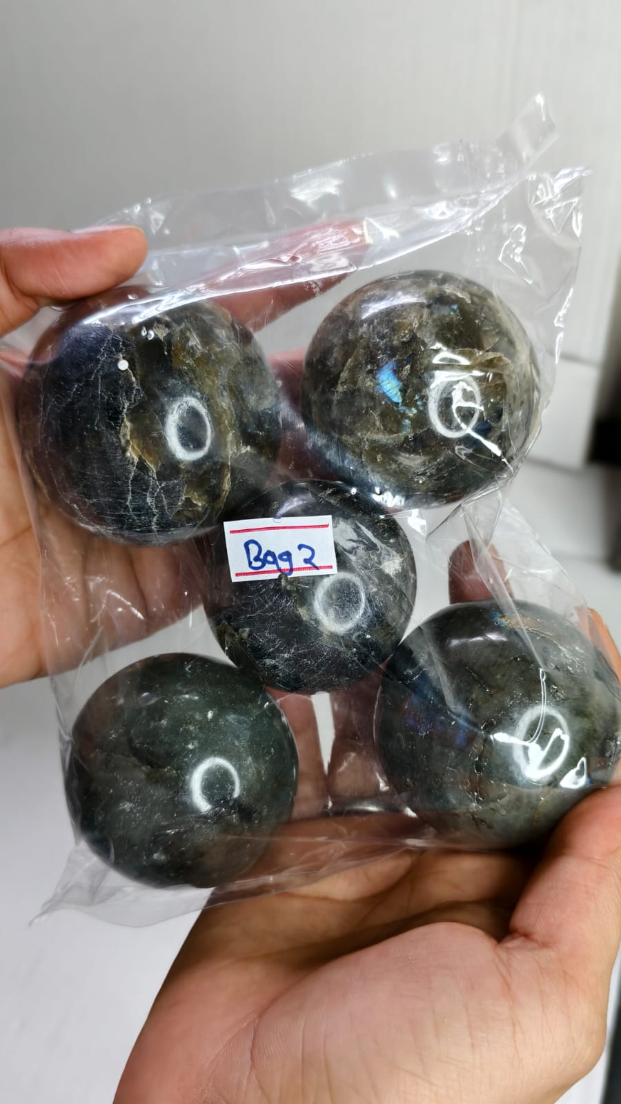 LABRADORITE SPHERE BAG 2 - 1 KG, 5 PCS