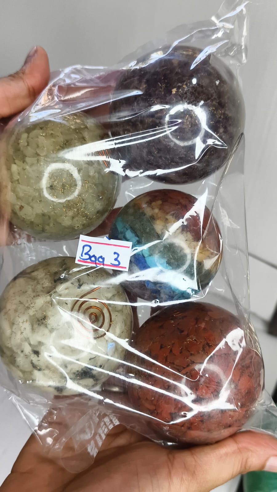 MIX ORGONITE SPHERE BAG 3 - 1 KG, 5 PCS