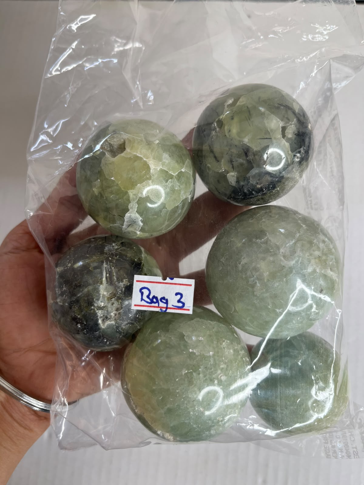 PREHNITE SPHERE BAG 3 - 1KG, 6 PCS
