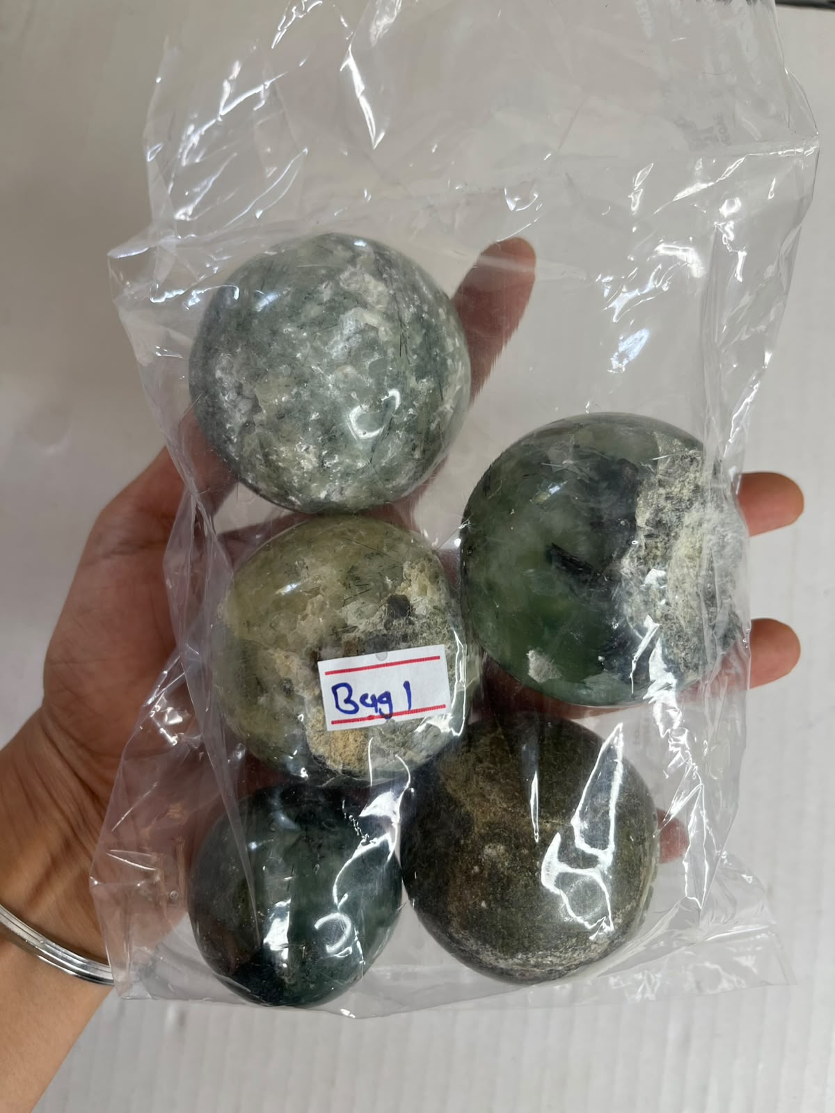 PREHNITE SPHERE BAG 1 - 1KG, 5 PCS