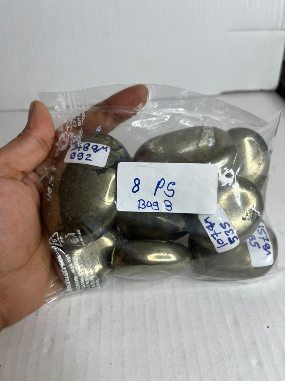 PYRITE PALMSTONES BAG 3 - 1 KG, 8 PCS - AEORA ROCKS INDIA -Healing Crystals superstore