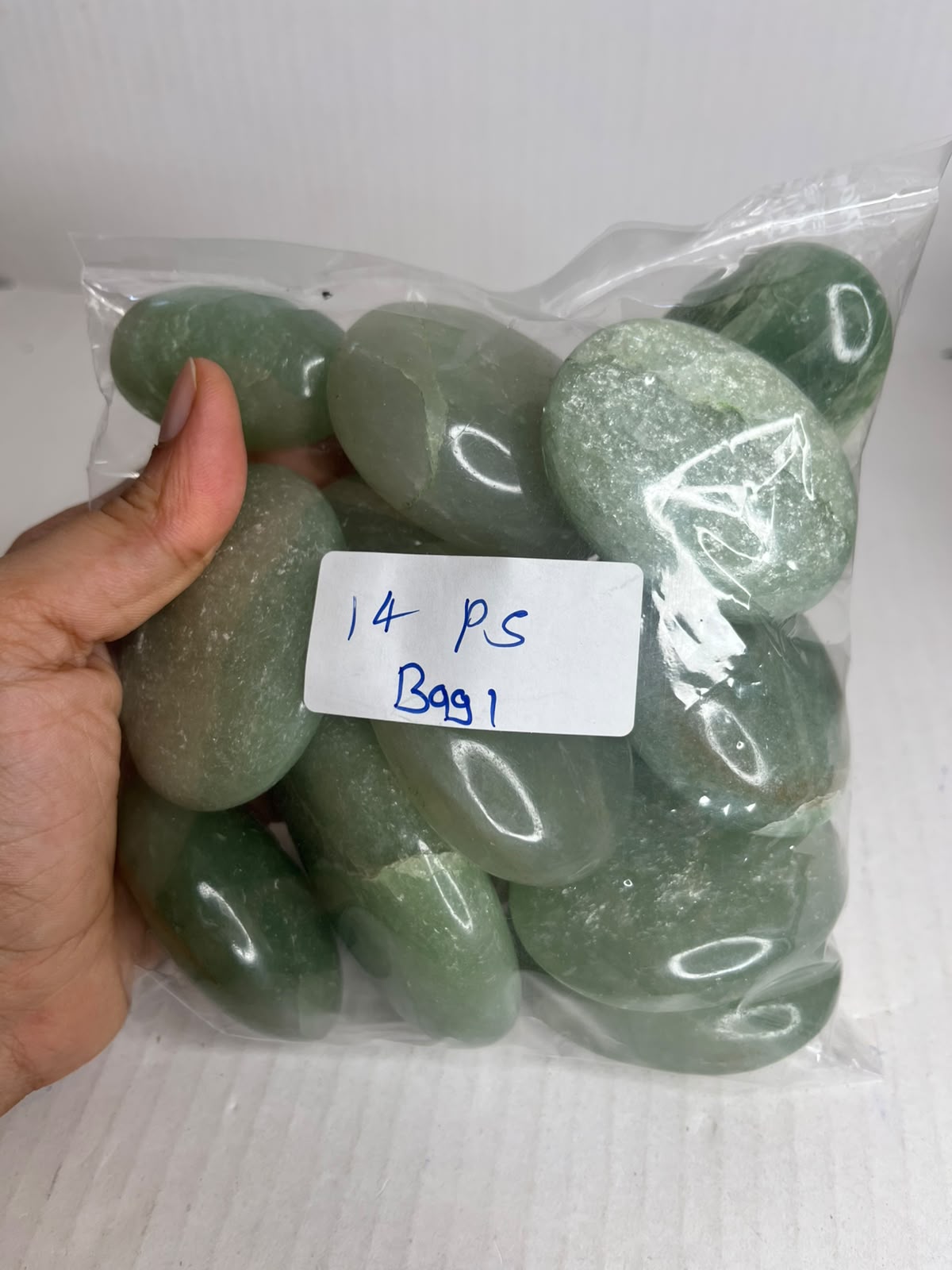 GREEN AVENTURINE PALMSTONES BAG 1 - 1 KG, 14 PCS - AEORA ROCKS INDIA -Healing Crystals superstore