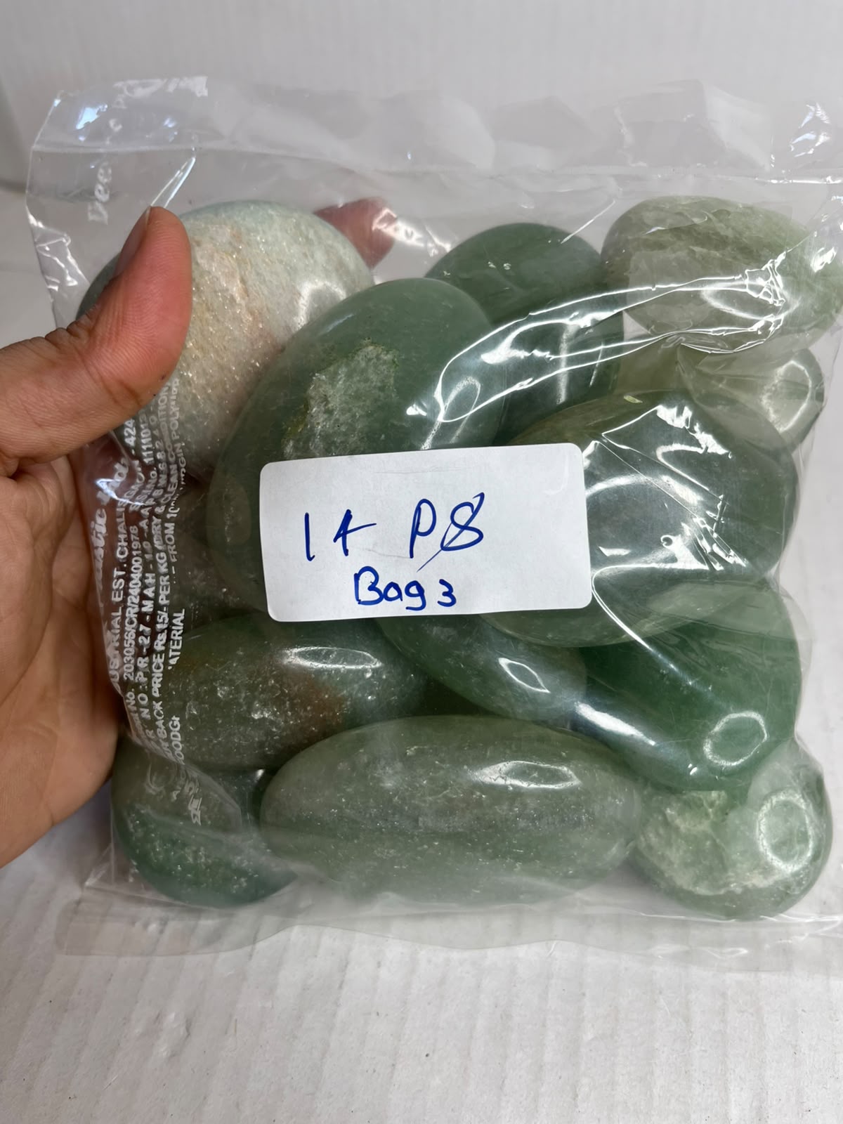 GREEN AVENTURINE PALMSTONES BAG 3 - 1 KG, 14 PCS