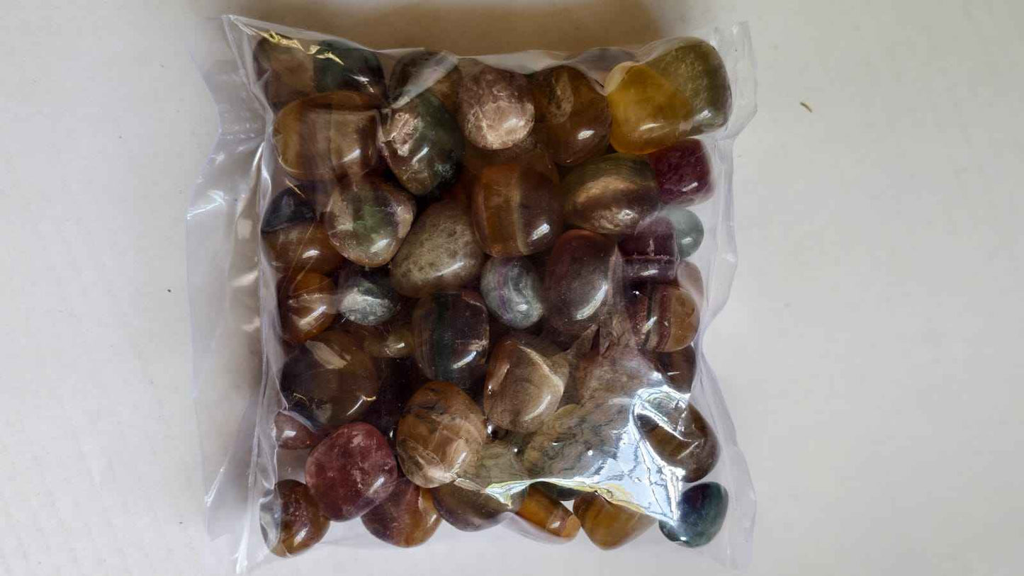 MULTI FLUORITE TUMBLE STONES - 1 KG