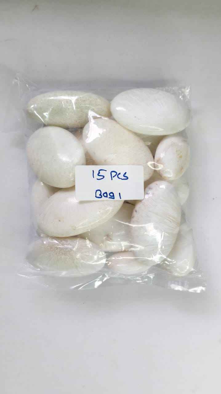 WHITE SCOLECITE PALMSTONES BAG 1 - 1 KG, 15 PCS
