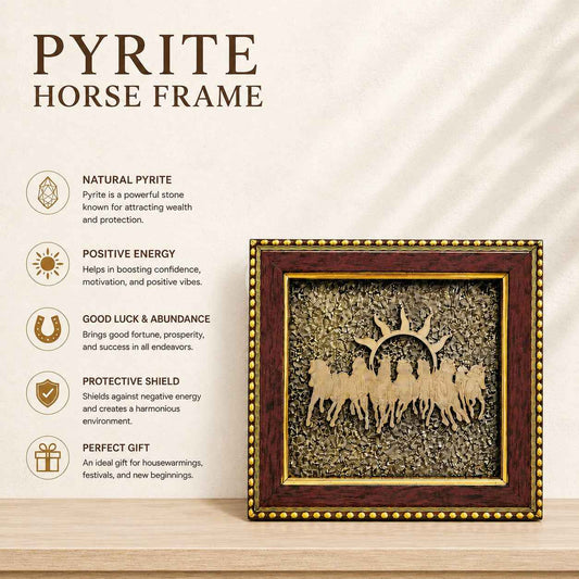 Aeora Rocks Natural Pyrite Horse Frame – Vastu & Feng Shui Crystal Décor for Wealth, Success, Prosperity & Good Luck