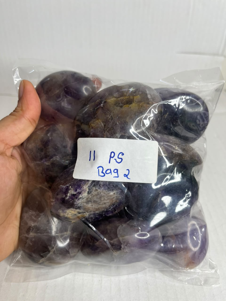AMETHYST PALMSTONES BAG 2 - 1 KG, 11 PCS