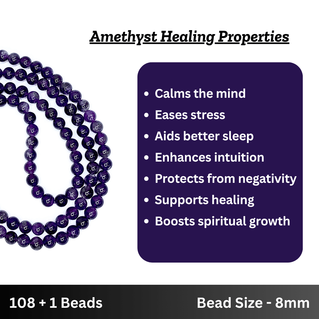Amethyst Japa Mala - AEORA ROCKS INDIA - Healing Crystals superstore
