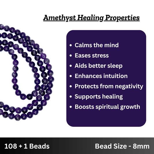 Amethyst Japa Mala - AEORA ROCKS INDIA - Healing Crystals superstore