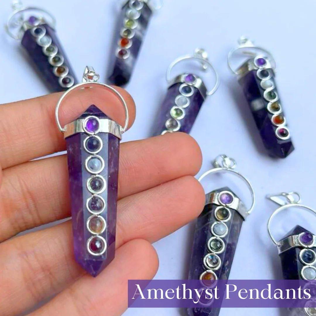 Amethyst Seven Chakra Pendant in India - Aeora Rocks - AEORA ROCKS INDIA - Healing Crystals superstore