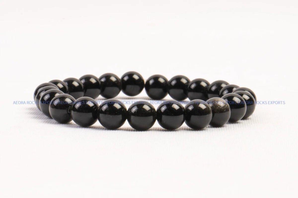 Black Obsidian Bead Bracelet 8mm in India - Aeora Rocks - AEORA ROCKS INDIA - Healing Crystals superstore