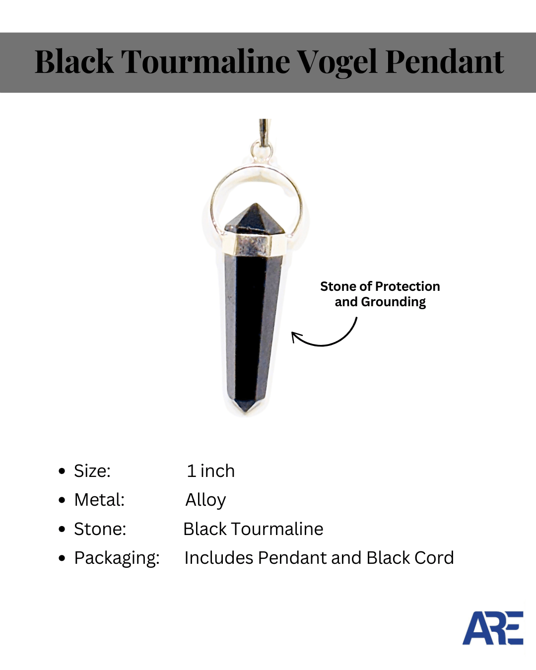 Black Tourmaline Vogel Pendant - AEORA ROCKS INDIA - Healing Crystals superstore