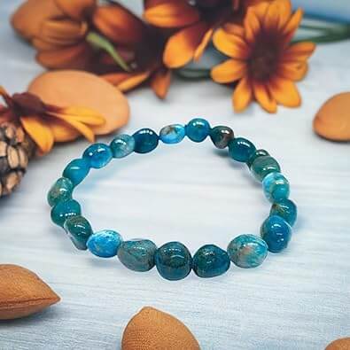 Blue Apatite Tumbled Bracelet - AEORA ROCKS INDIA - Healing Crystals superstore