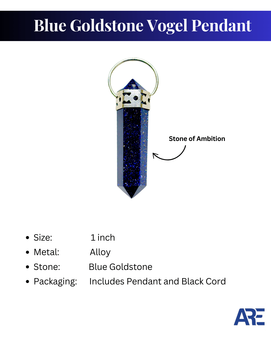 Blue Goldstone Vogel Pendant - AEORA ROCKS INDIA - Healing Crystals superstore