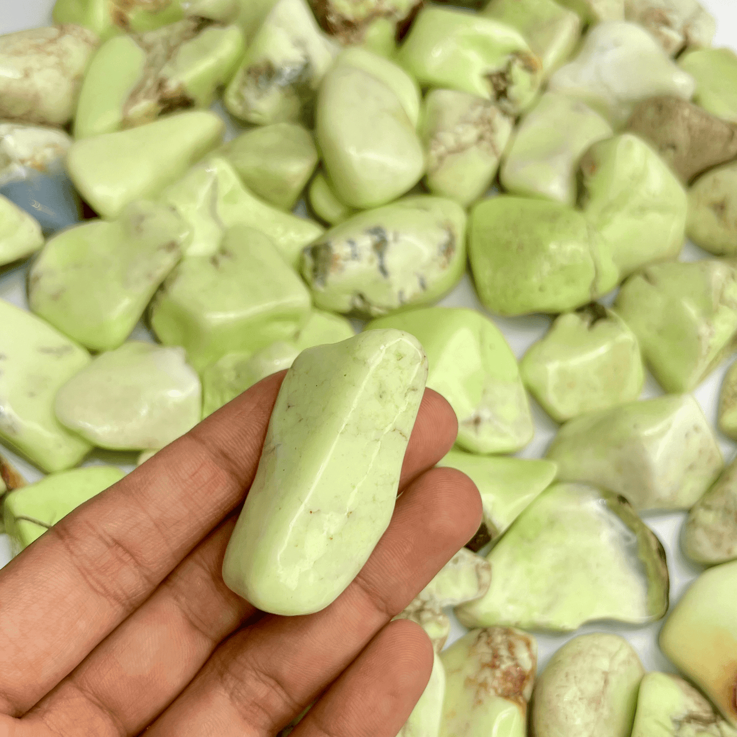 Citron Chrysoprase Tumbled Stone - AEORA ROCKS INDIA - Healing Crystals superstore