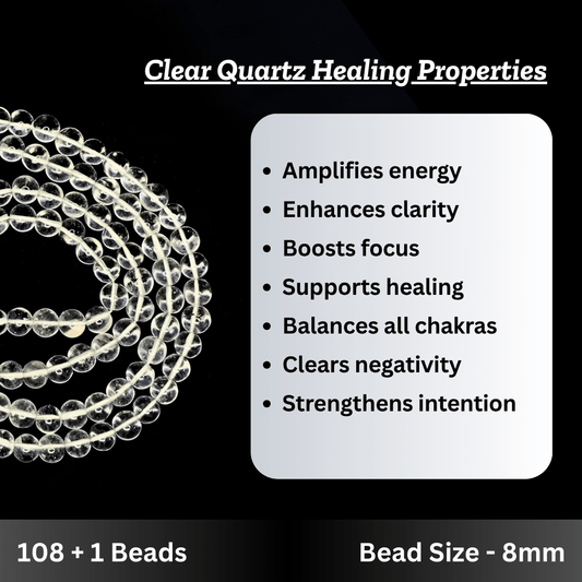 Clear Quartz Japa Mala - AEORA ROCKS INDIA - Healing Crystals superstore