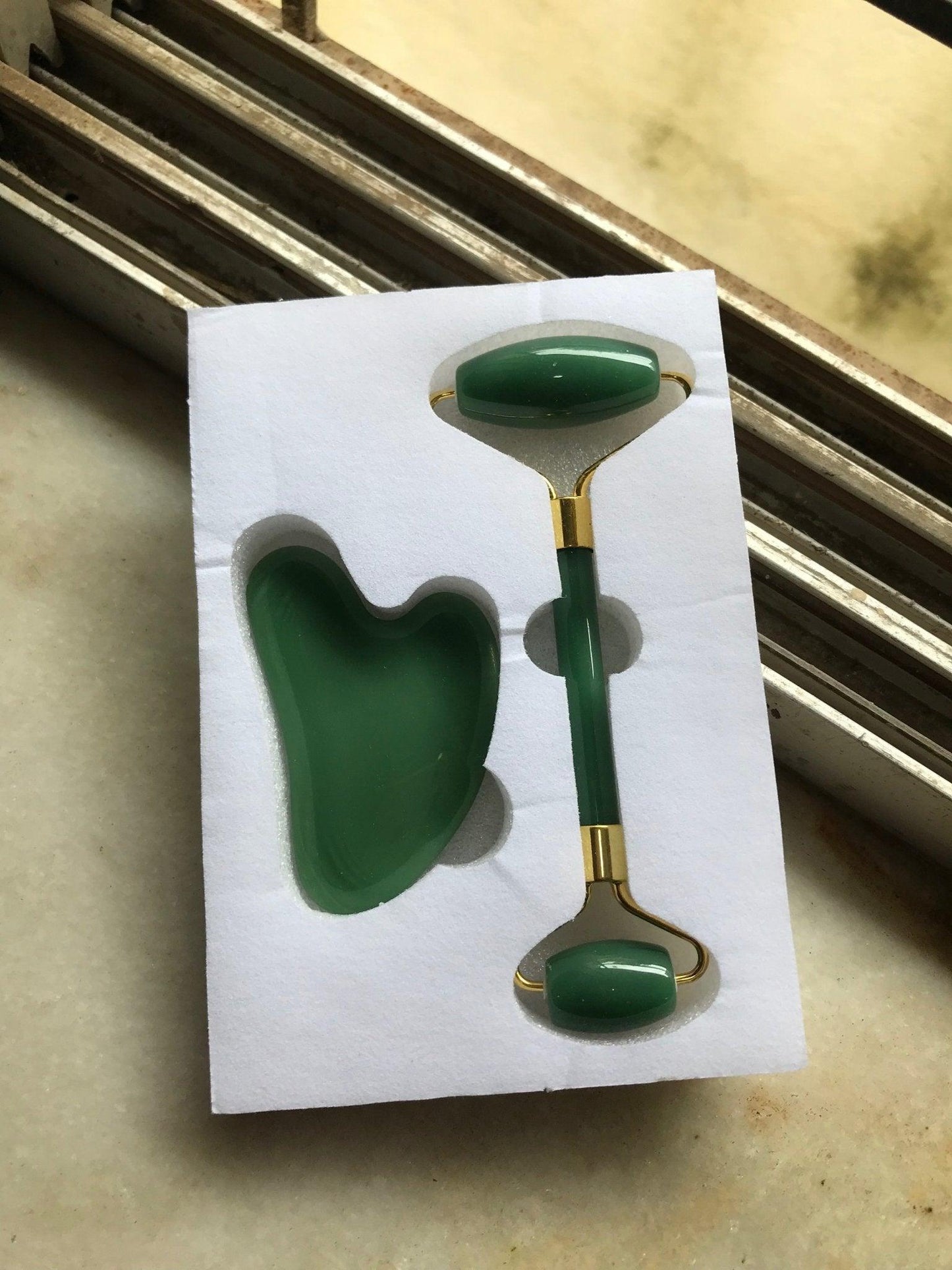 Green Aventurine/ Green Jade Rollers and Gua Sha Set - AEORA ROCKS INDIA - Healing Crystals superstore