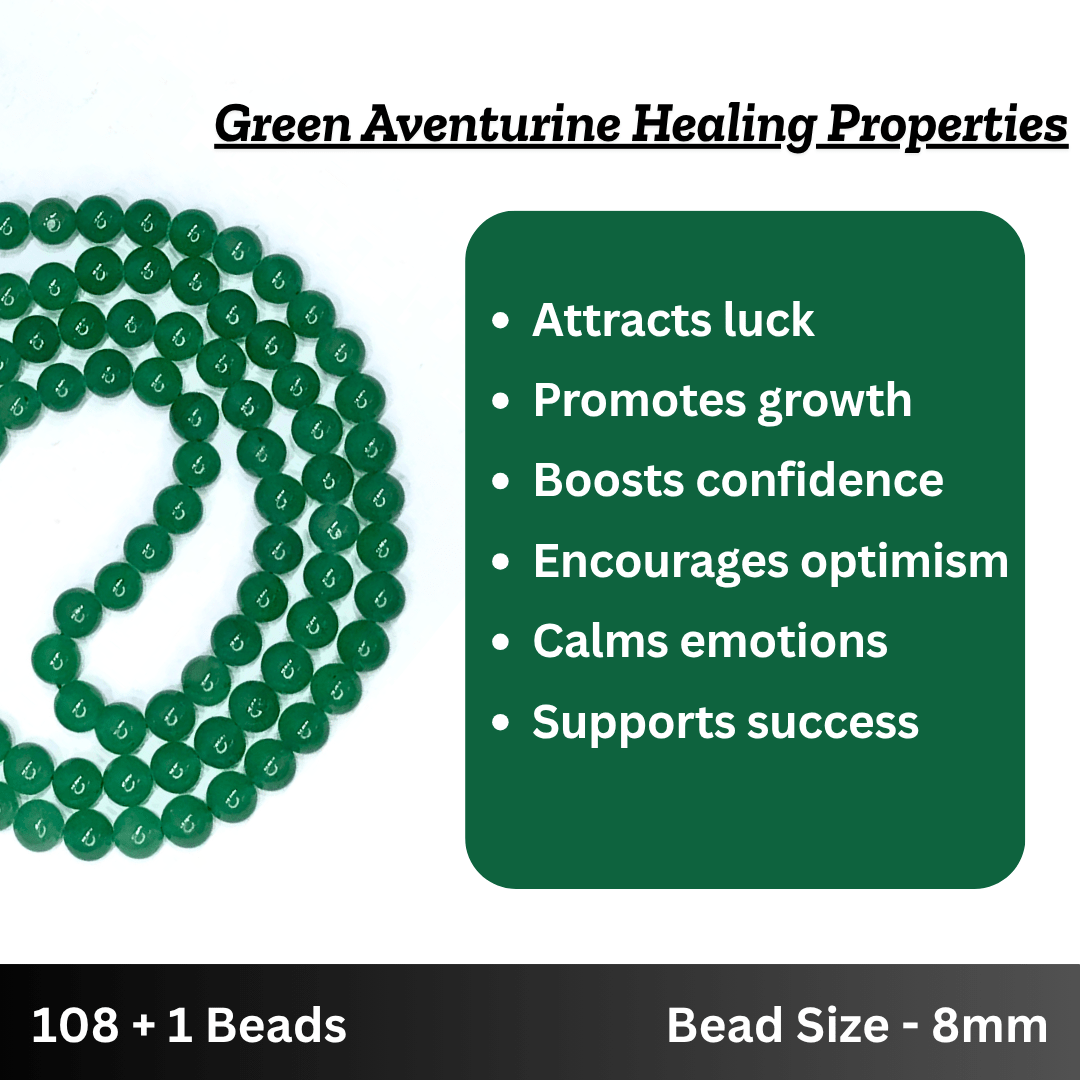 Green Aventurine Japa Mala - AEORA ROCKS INDIA - Healing Crystals superstore