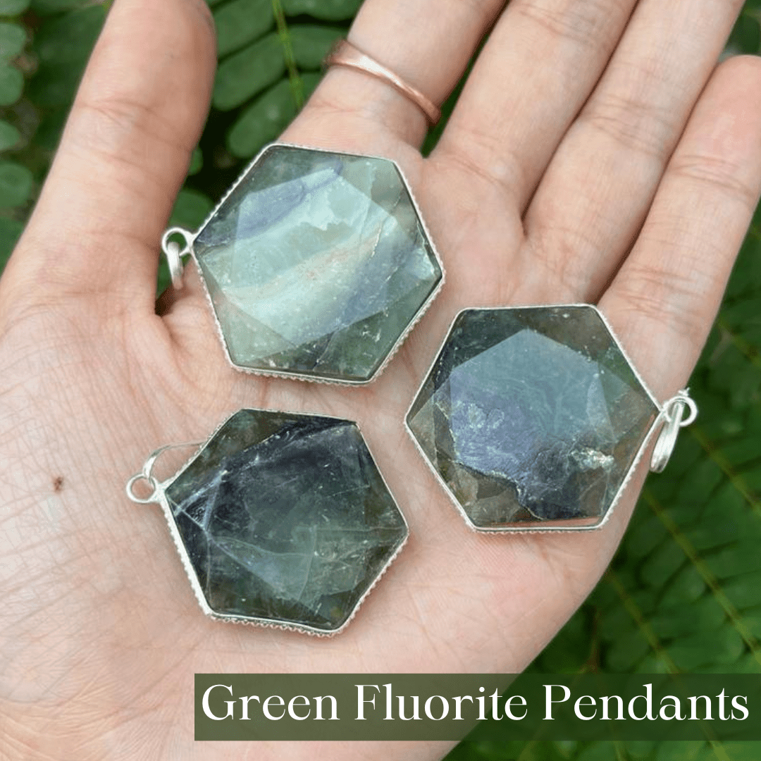 Green Fluorite Hexagon Pendant - AEORA ROCKS INDIA - Healing Crystals superstore