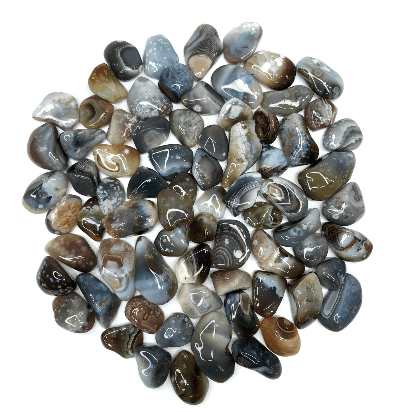 Grey Agate Eye Tumbled Stone - AEORA ROCKS INDIA - Healing Crystals superstore