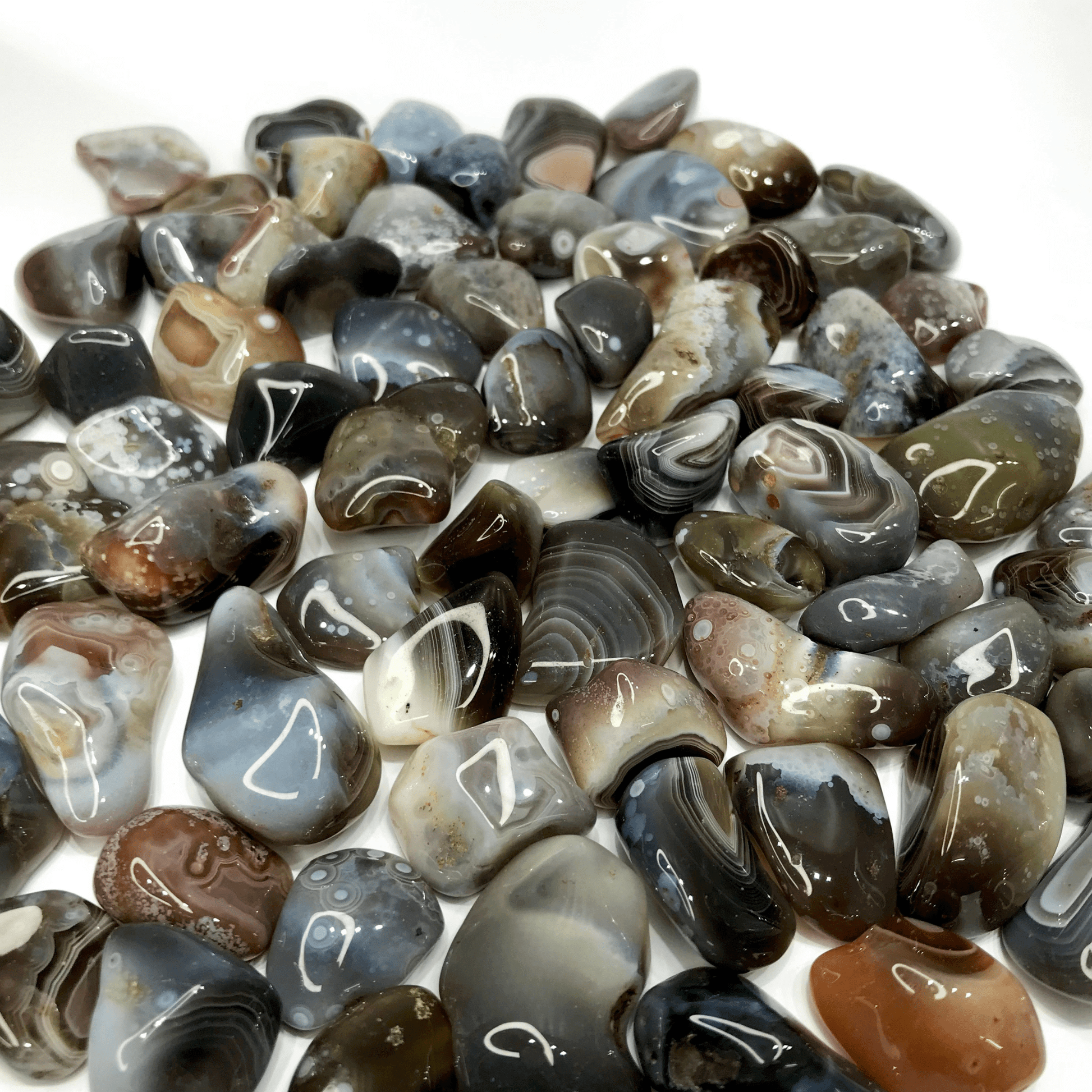 Grey Agate Eye Tumbled Stone - AEORA ROCKS INDIA - Healing Crystals superstore