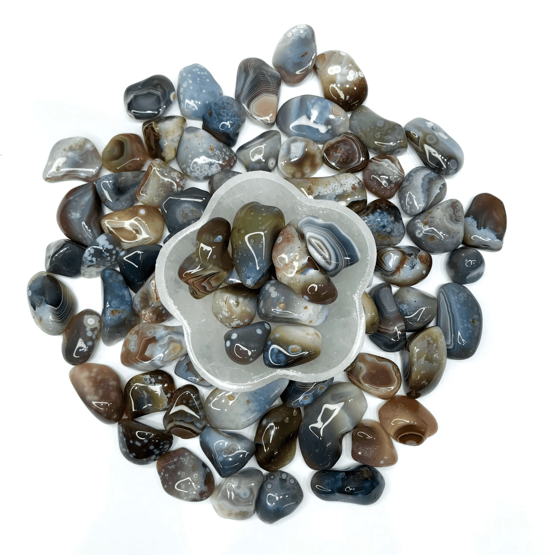 Grey Agate Eye Tumbled Stone - AEORA ROCKS INDIA - Healing Crystals superstore