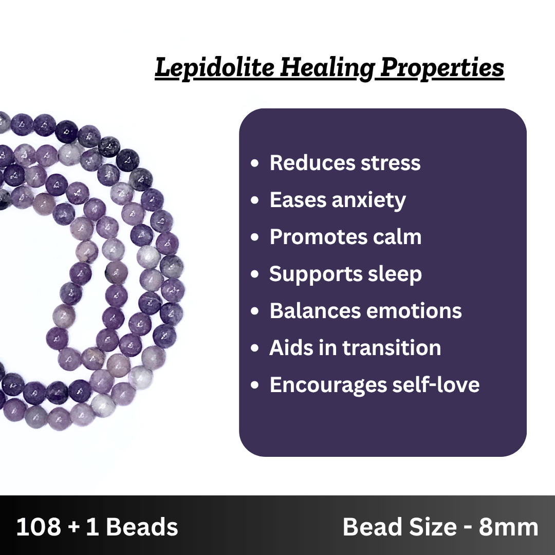 Lepidolite Japa Mala - AEORA ROCKS INDIA - Healing Crystals superstore