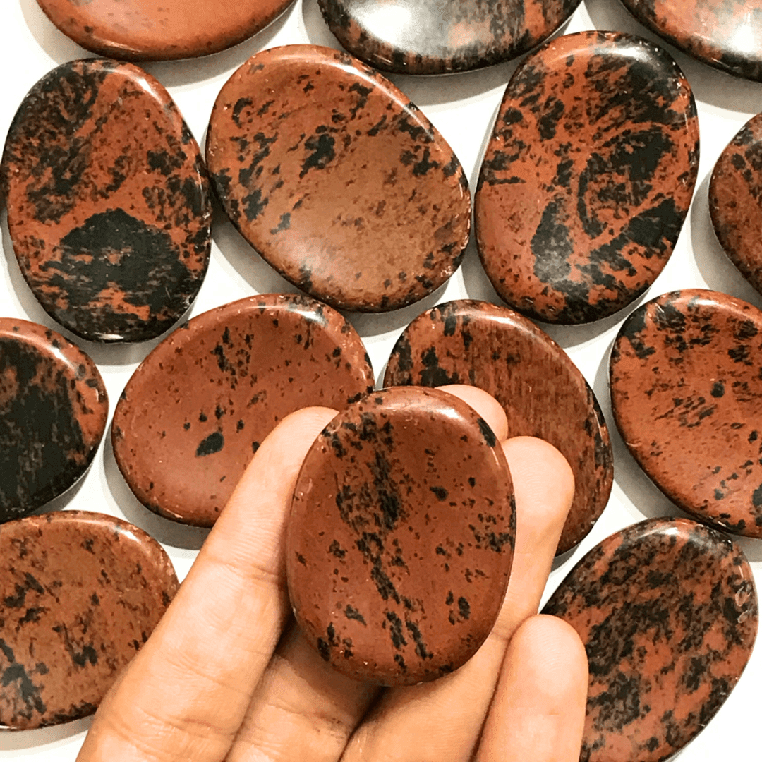 Mahogany Obsidian Worry Stone - AEORA ROCKS INDIA - Healing Crystals superstore
