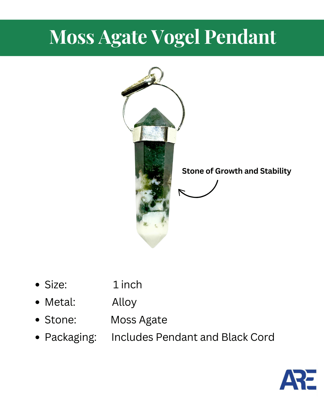 Moss Agate Vogel Pendant - AEORA ROCKS INDIA - Healing Crystals superstore