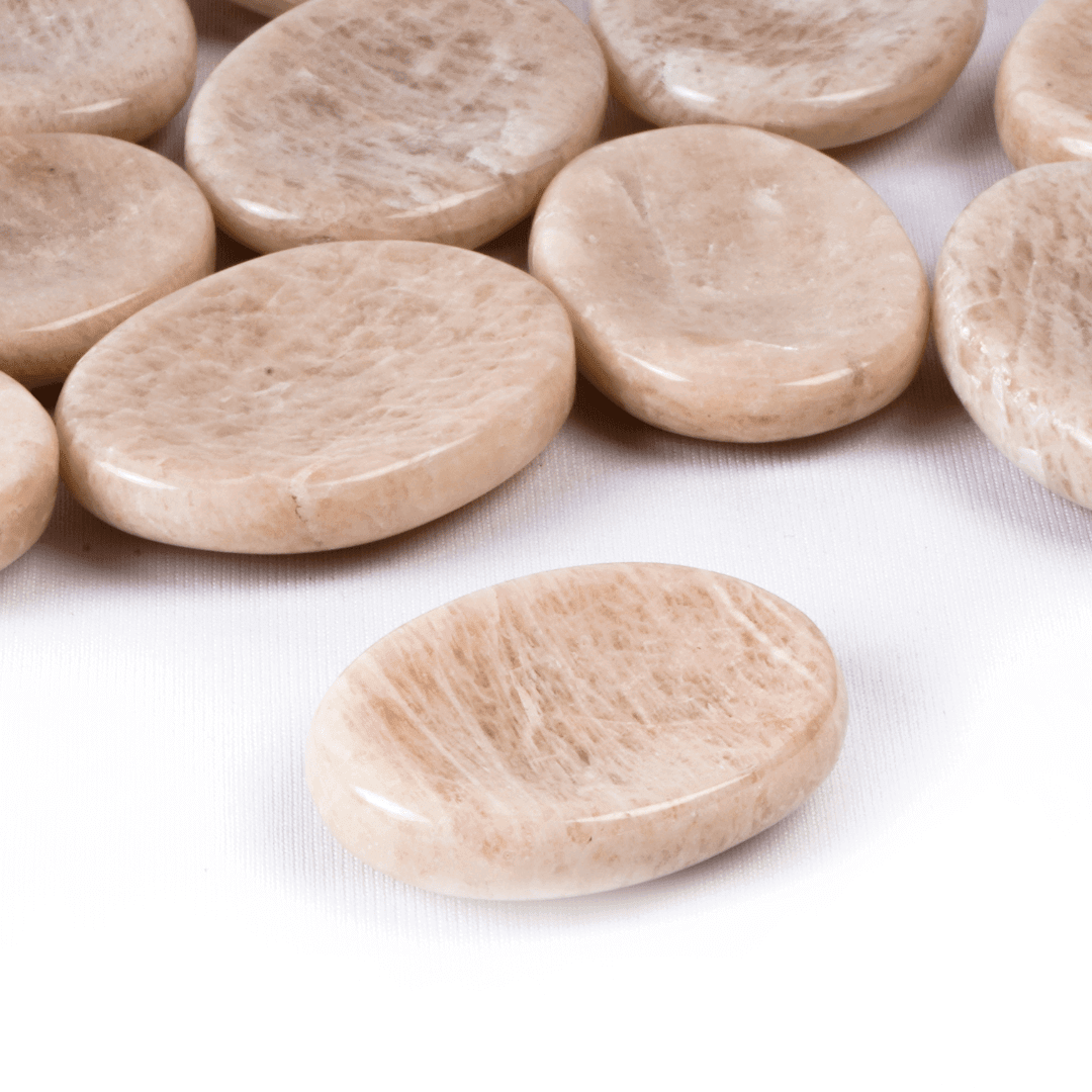 Peach Mooonstone Worry Stone - AEORA ROCKS INDIA - Healing Crystals superstore