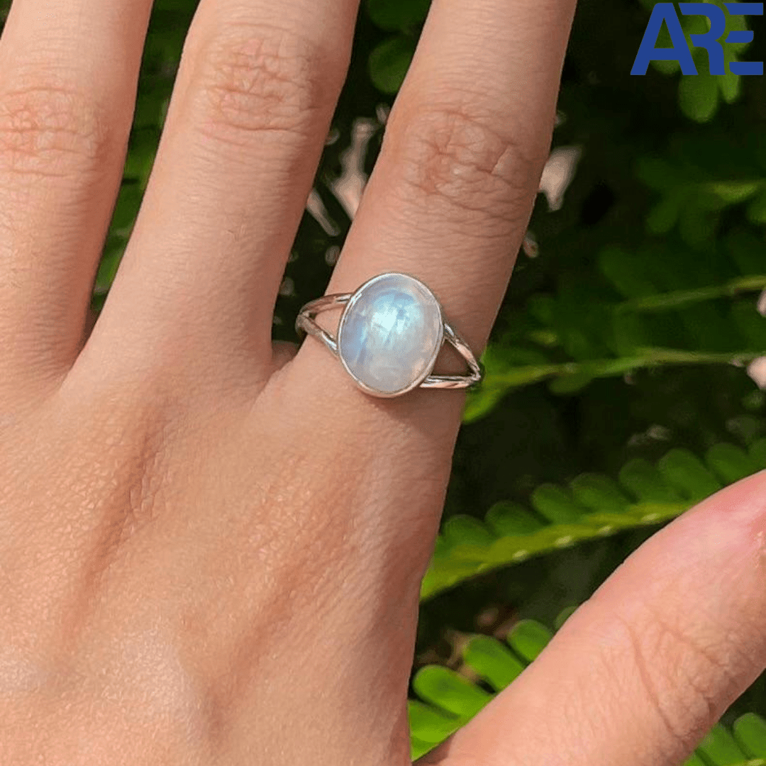 Rainbow Moonstone Ring - AEORA ROCKS INDIA - Healing Crystals superstore
