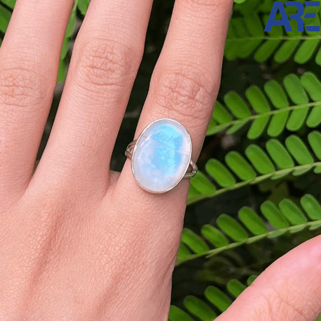 Rainbow Moonstone Ring - AEORA ROCKS INDIA - Healing Crystals superstore