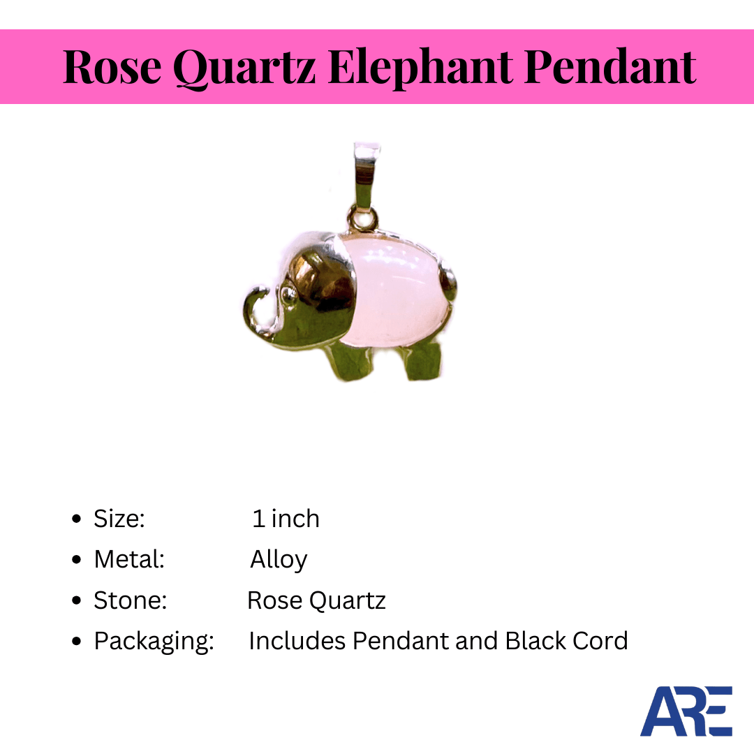 Rose Quartz Elephant Pendant - AEORA ROCKS INDIA - Healing Crystals superstore