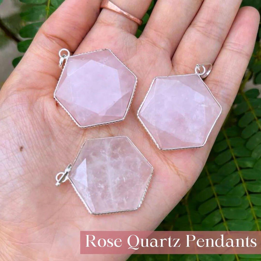 Rose Quartz Hexagon Pendant in India - Aeora Rocks - AEORA ROCKS INDIA - Healing Crystals superstore