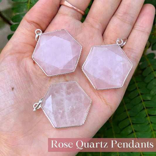 Rose Quartz Hexagon Pendant in India - Aeora Rocks - AEORA ROCKS INDIA - Healing Crystals superstore