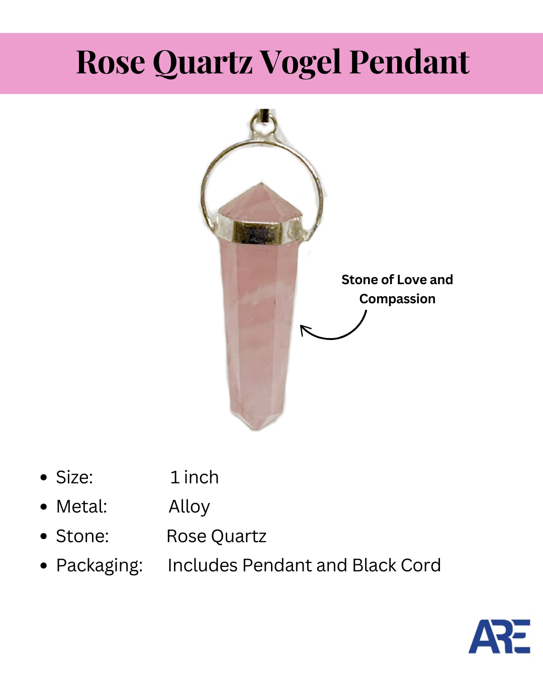 Rose Quartz Vogel Pendant - AEORA ROCKS INDIA - Healing Crystals superstore