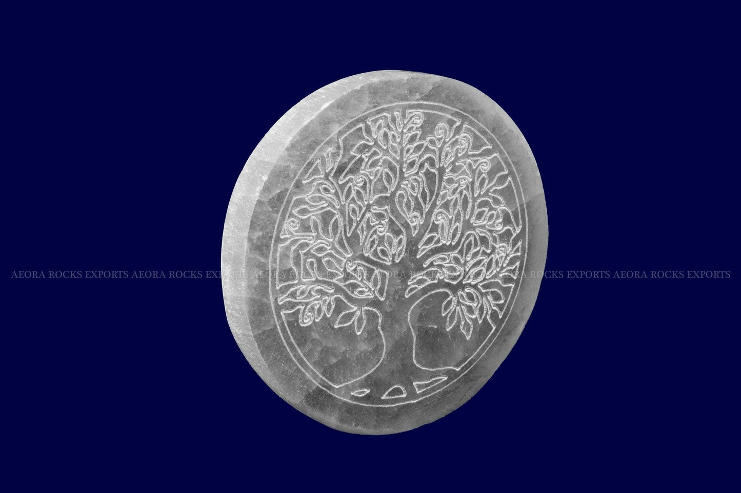 Selenite Tree Design Charging Plate - AEORA ROCKS INDIA - Healing Crystals superstore