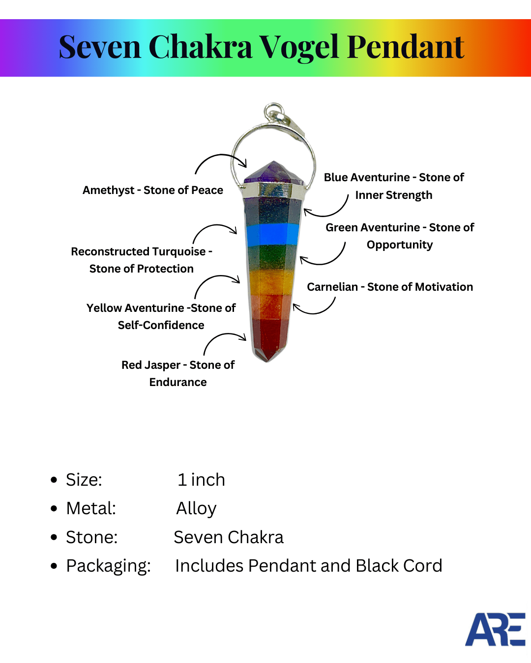 Seven Chakra Vogel Pendant - AEORA ROCKS INDIA - Healing Crystals superstore