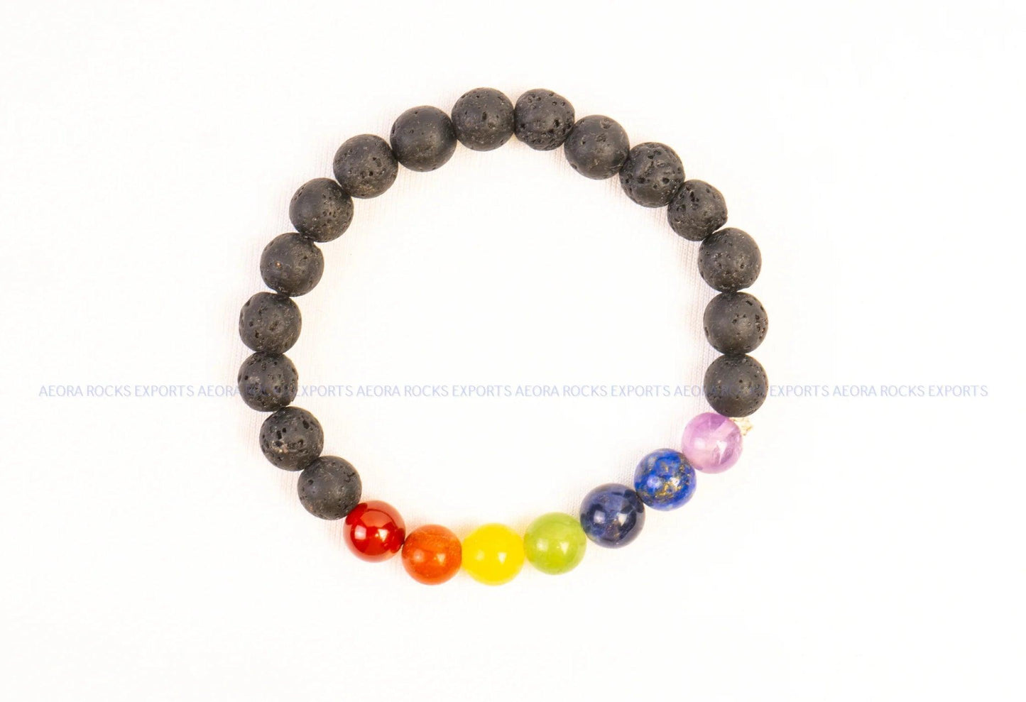 Seven Chakra with Lava Bead Bracelet - AEORA ROCKS INDIA - Healing Crystals superstore