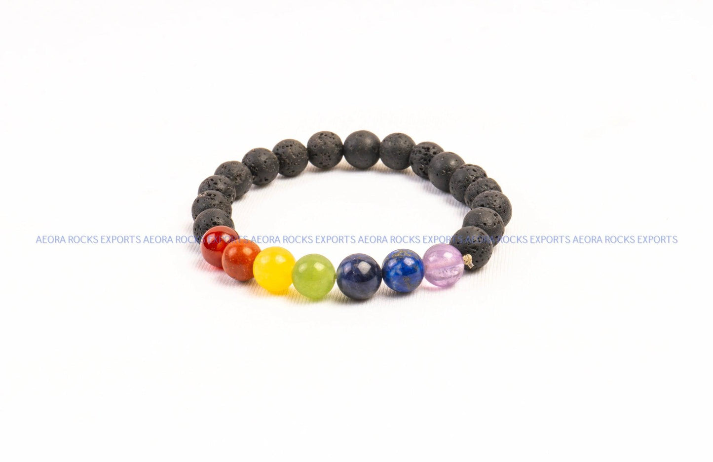 Seven Chakra with Lava Bead Bracelet - AEORA ROCKS INDIA - Healing Crystals superstore