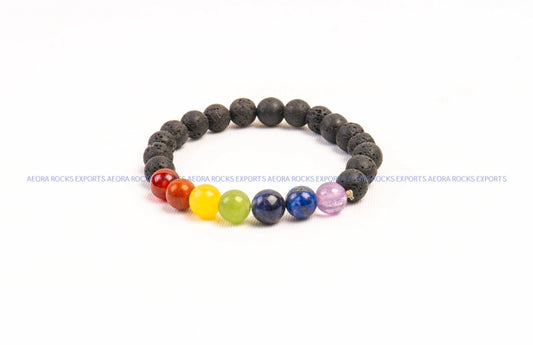 Seven Chakra with Lava Bead Bracelet - AEORA ROCKS INDIA - Healing Crystals superstore