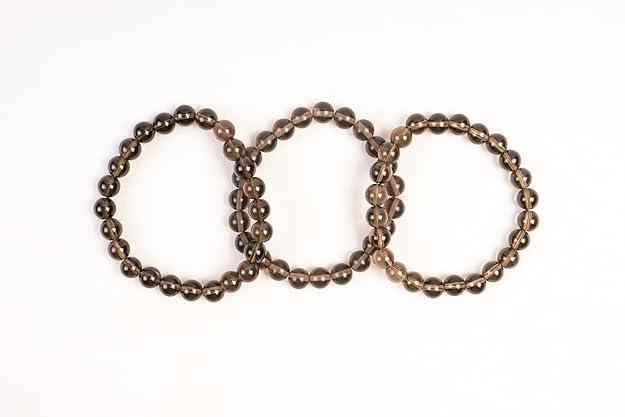 Smoky Quartz Bead Bracelet 8mm